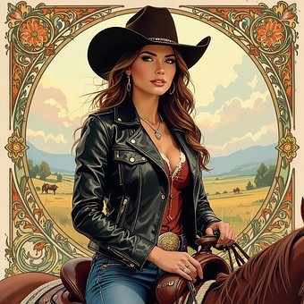 Westers, Cowboy, Cowgirl, Paard