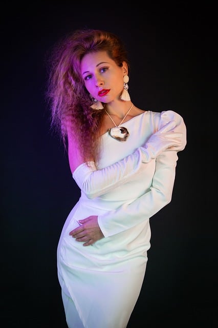 woman, portrait, white dress, asymmetry, fashion, style, curls, beautiful, model, femininity, evening dress, white