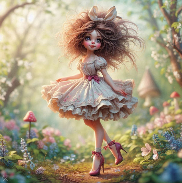 Chica, Juventud, Flores, Verano, Seta