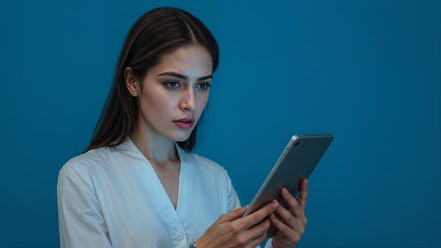 Free woman tablet focused illustration