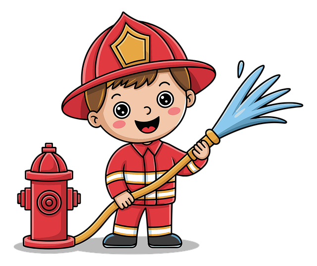 Free ai generated firefighter boy fire uniform vector
