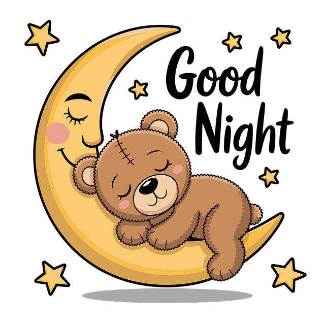 Free the bear cub is sleeping smiling moon stars vector