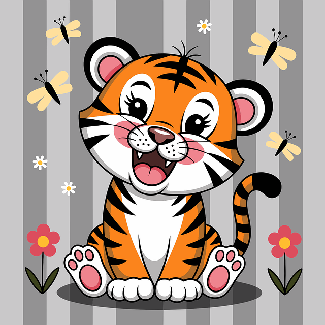 Free ai generated tiger cub cartoon tiger vector