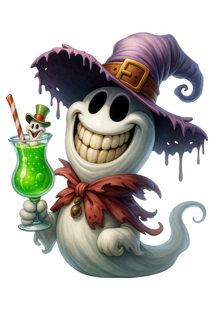 Free ai generated cute ghost halloween drink illustration
