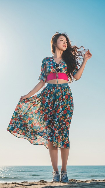 Zomer, Strand, Bloemetjesjurk, Vrouw