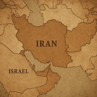 Iran, Israel, Hartă, Război, Armată