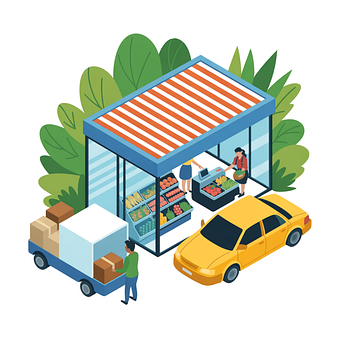 Free Farmers Market Isometric vector and picture