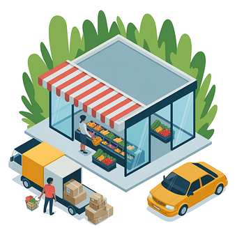 Free Farmers Market Isometric vector and picture