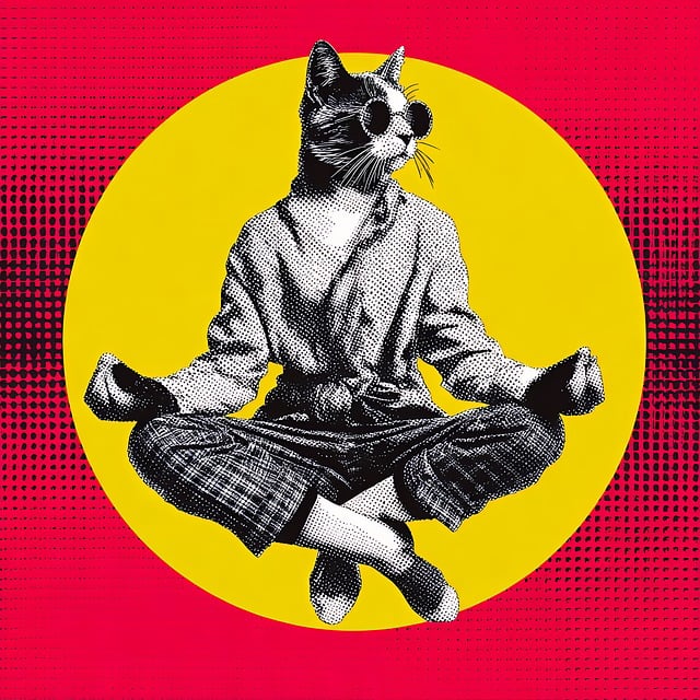 Free cat meditation yoga illustration