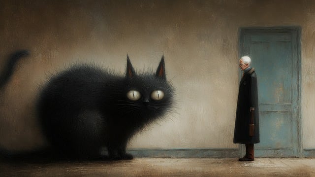 Pisică, Negru, Uşă, Hol, Misterios