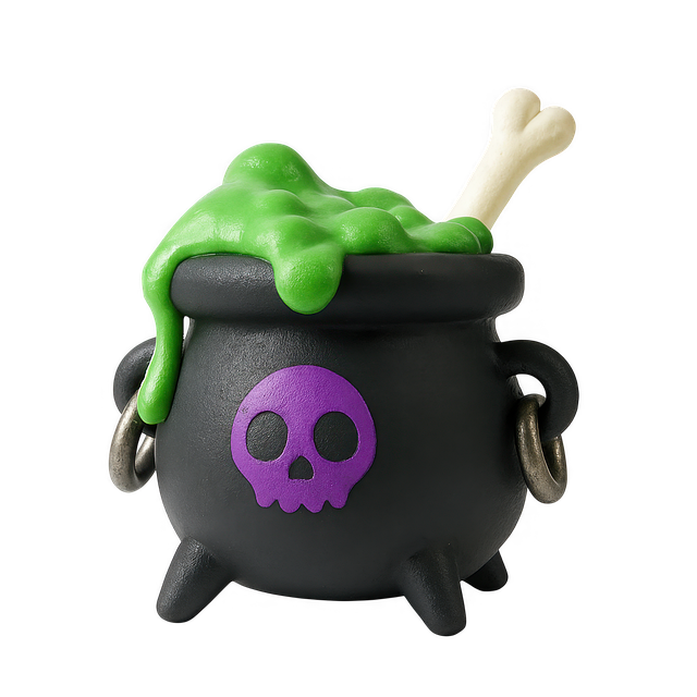 Free ai generated witch cauldron green potion illustration
