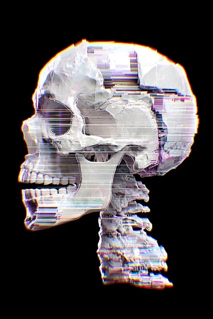 Free ai generated skull glitch illustration