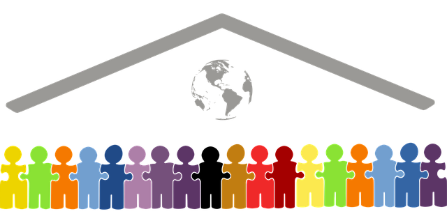 Free one world people chain vector