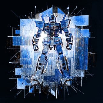 Gundam, Blau, Roboter, Anime