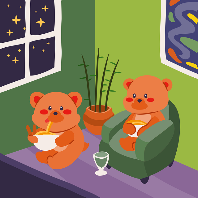 Free bear noodle eat illustration