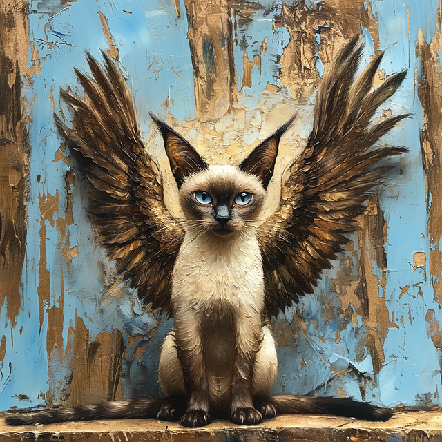 Free cat siamese cat wings illustration