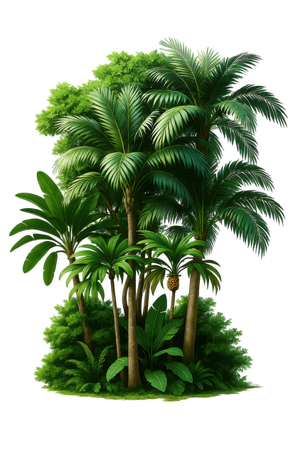 Free tropical jungle palm trees rainforest vegetation illustration