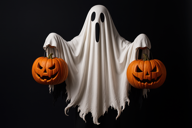 Free halloween ghost spooky costume jack-o-lantern illustration