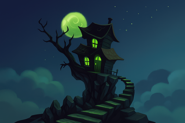 Free haunted house cartoon spooky creepy home illustration