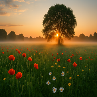 Natur, Sonnenaufgang, Baum, Wald, Blume