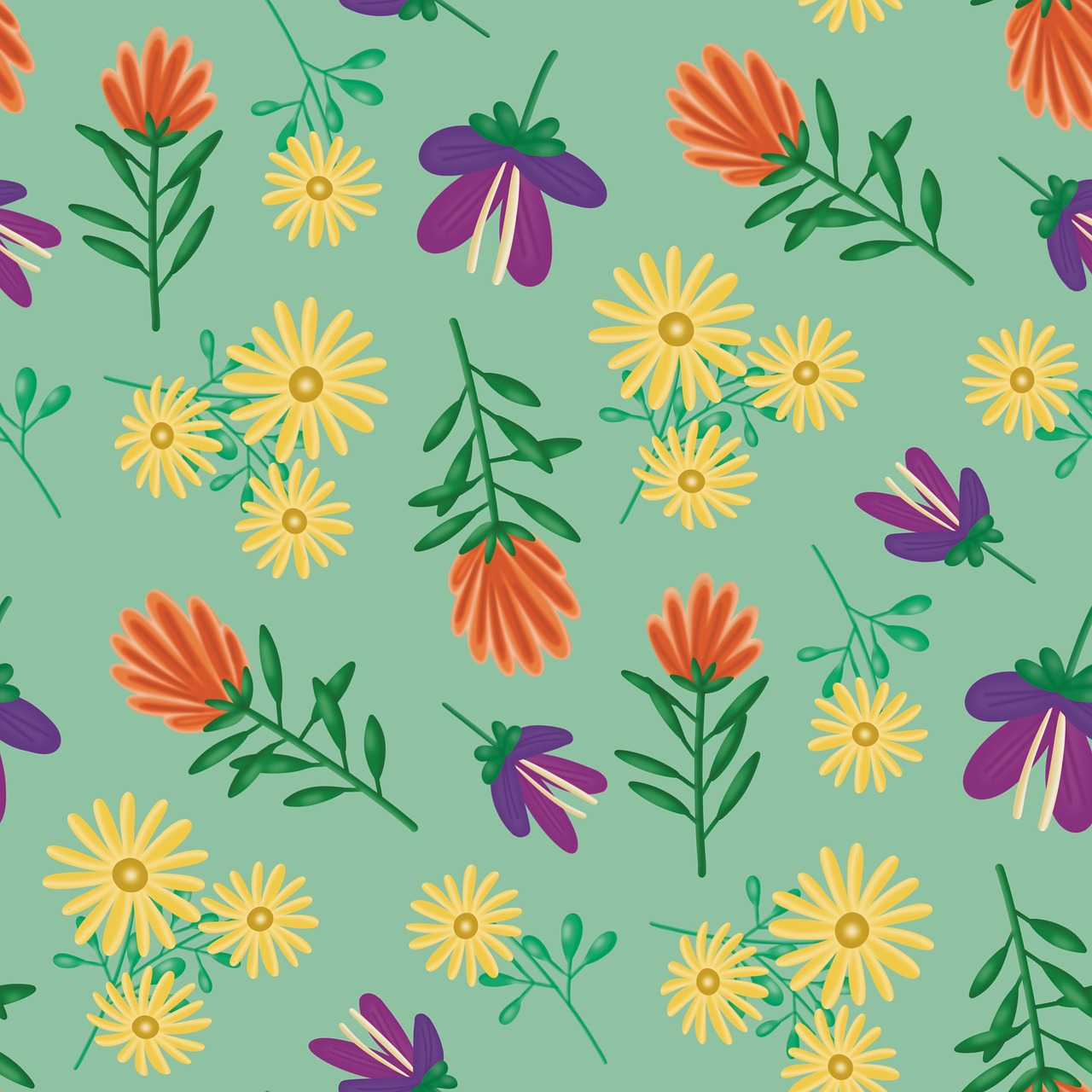 Download free HD stock image of Pattern Repetition Free pattern repetition flowers illustration