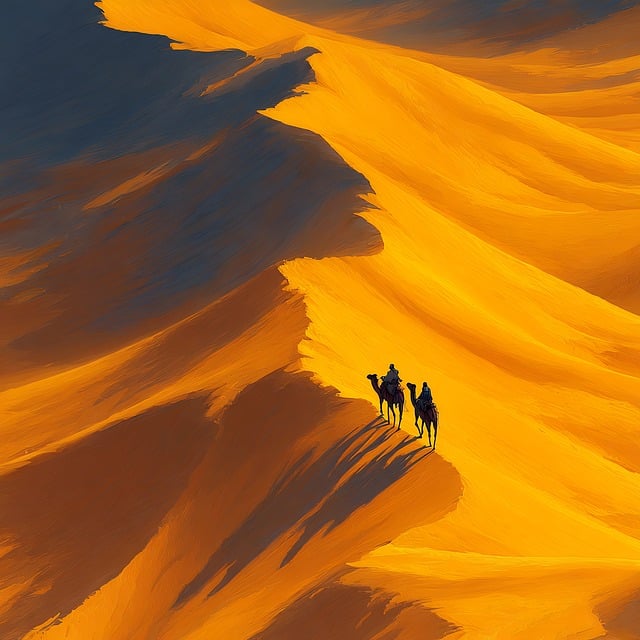 Free desert camels dunes illustration
