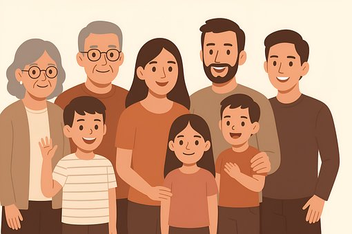 Familie, Vektor, Design, Glædelig
