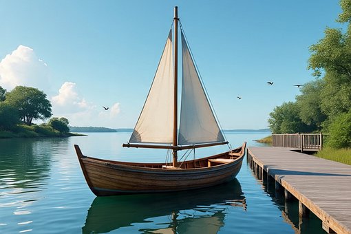 Seilbåt, Innsjø, Brygge, Tre, Zen, Rolig