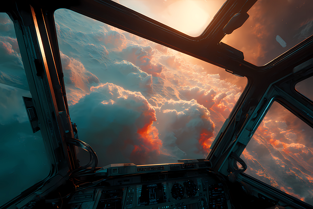 Free cockpit spacecraft sunset illustration