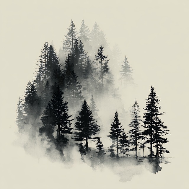 Free watercolor forest pine illustration