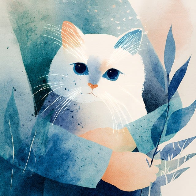 Free cat watercolor digital illustration