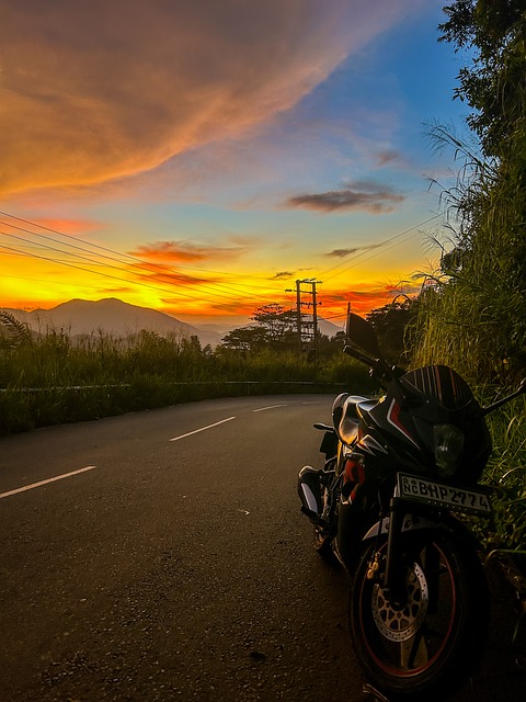 Motorcykel, Cykling, Solnedgang, Natur
