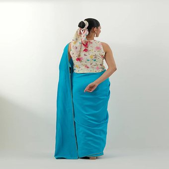 Free Aqua Saree photo and picture