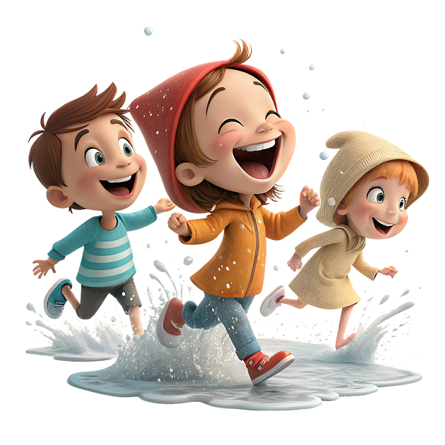 Free children puddle joy illustration