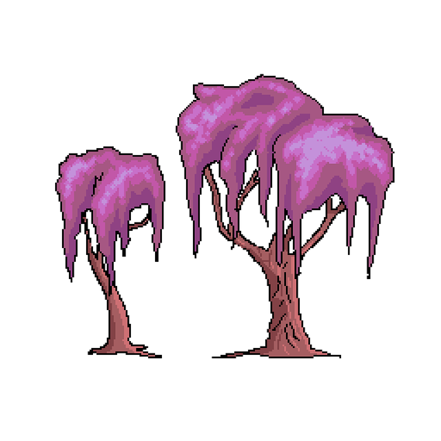 Free fantasy trees pixel art illustration