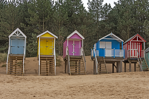 Strand, Sand, Strandhütten, Stelzen