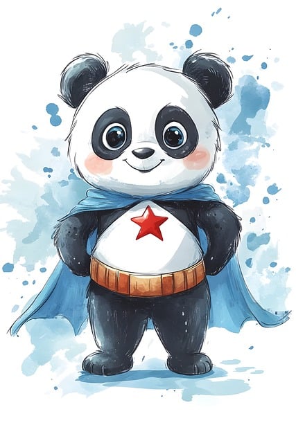 Free ai generated super hero panda illustration