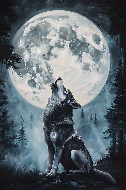Free majestic nature wolf illustration