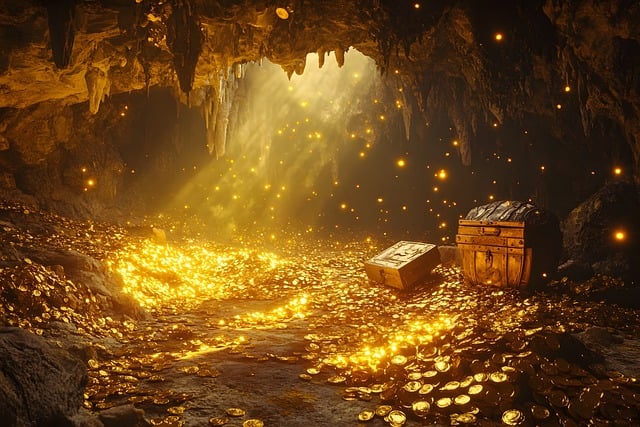 Free ai generated cave gold illustration
