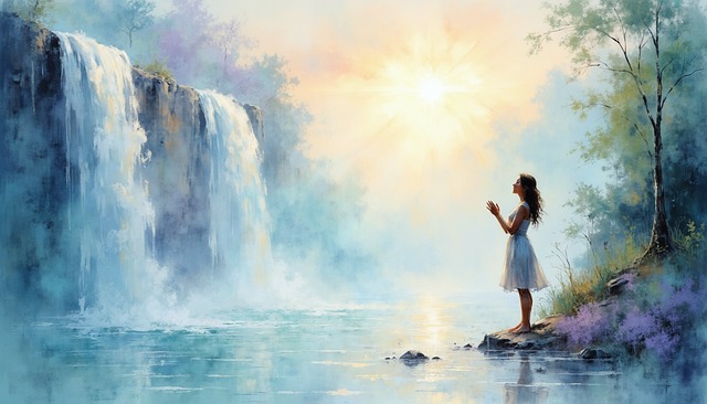 Free ai generated waterfall nature illustration