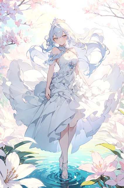 Free Anime Girl Floral Illustration illustration and picture