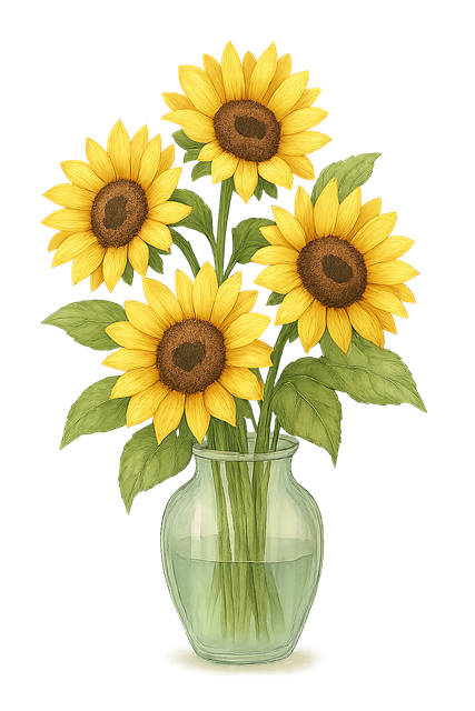 Free ai generated sunflowers glass illustration