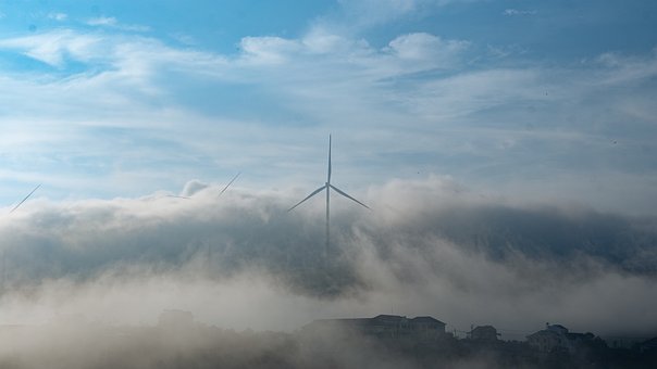 Větrná Turbína, Mlha, Mraky