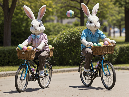 Free Easter Bunny On A Bike illustration and picture