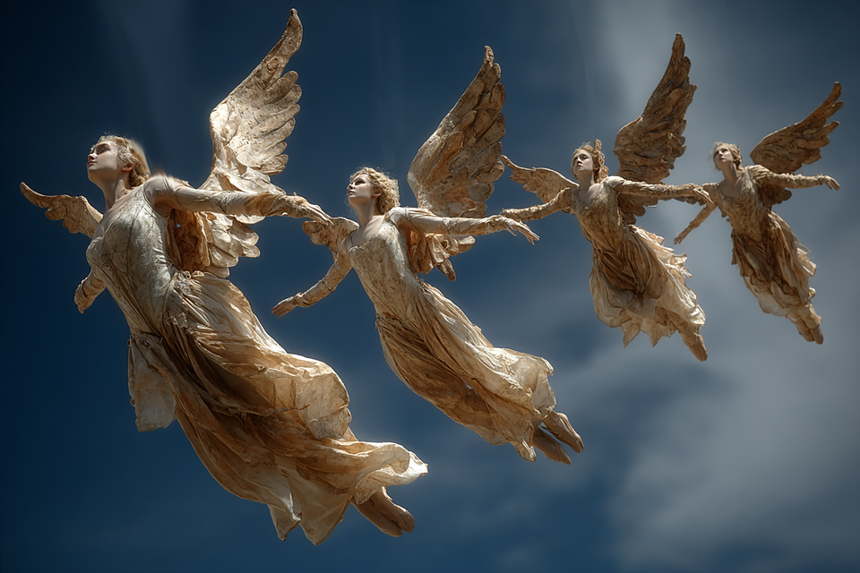 Multiple Angels In Flight Download Angels, Flying, Flight. Royalty-Free Stock Illustration Image ...