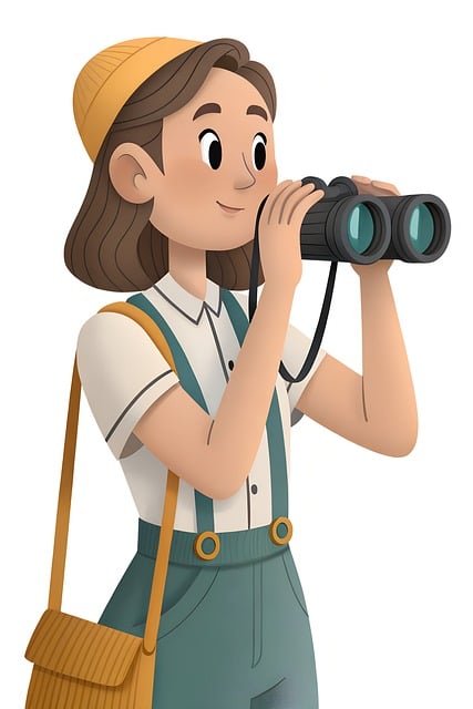 Free girl woman binoculars illustration