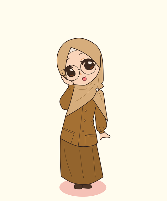Mädchen, Hijab, Bezaubernd, Anime, Schön