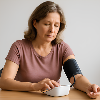 Free Woman Checking Her Blood Pressure illustration and picture