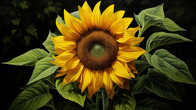 Free ai generated sunflower nature illustration