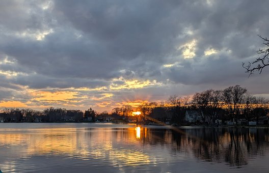Atardecer, Lago, Calma, Serenidad